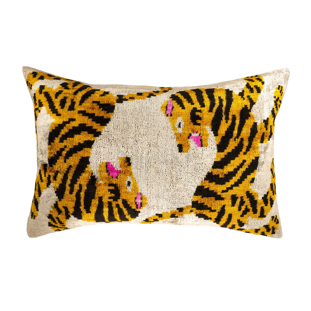 Bengali Silk Velvet Ikat Throw Pillow Cover 16 X 24