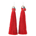 BeTasseled Earring-Multi-Stone Red