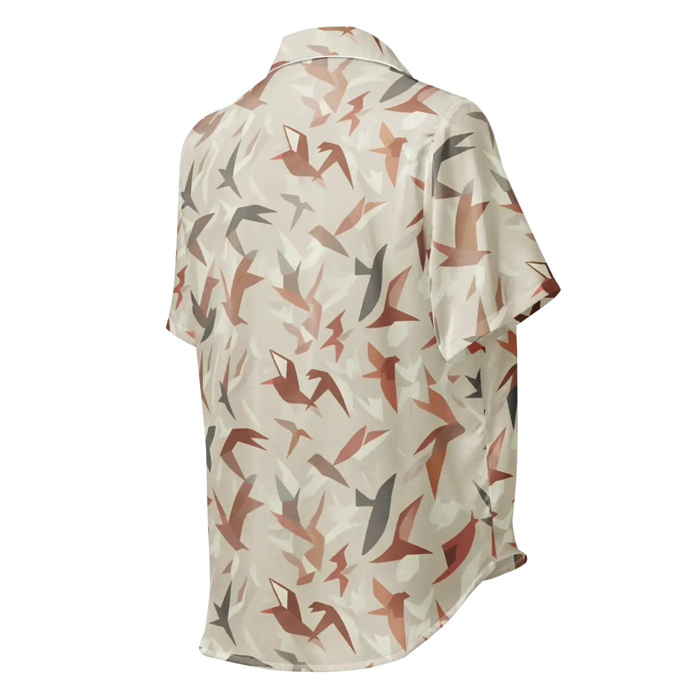 Satin Birds Print Short Sleeve Pajama - Silky Loungewear - DipaliZ