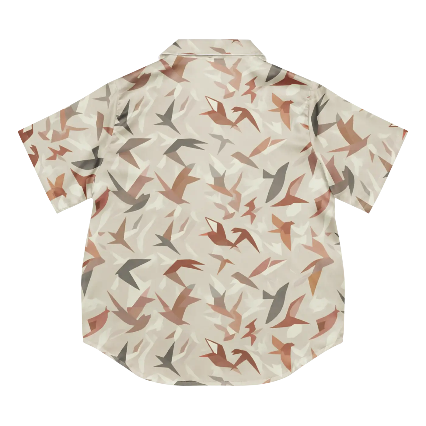 Satin Birds Print Short Sleeve Pajama - Silky Loungewear - DipaliZ