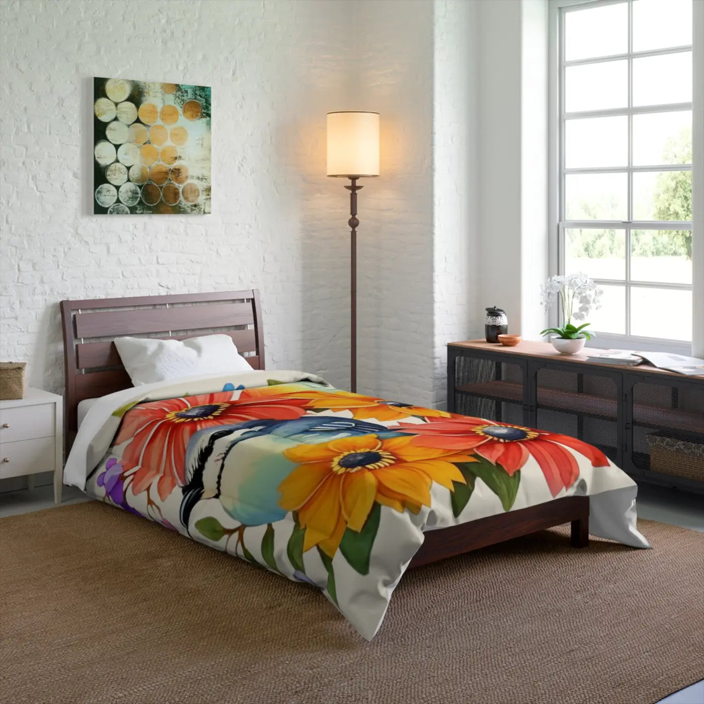Cozy Floral Comforter - Soft Polyester Bedding - DipaliZ