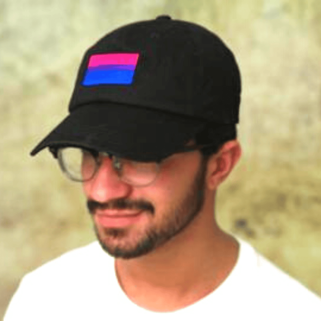 Bisexual Flag Baseball Hats in Black