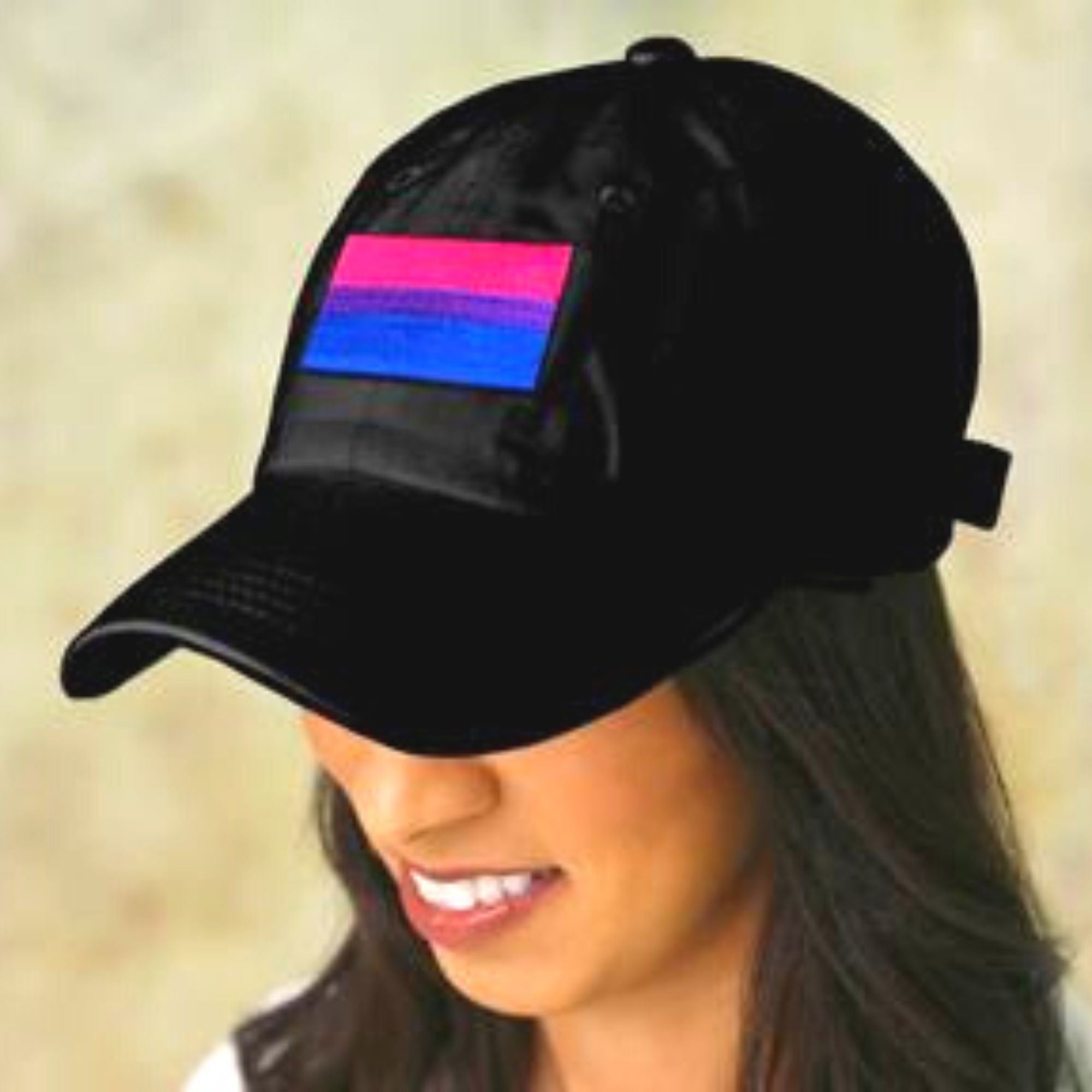 Bisexual Flag Baseball Hats in Black