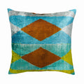 Blue Diamond Silk Velvet Ikat Throw Pillow Cover 20  X 20