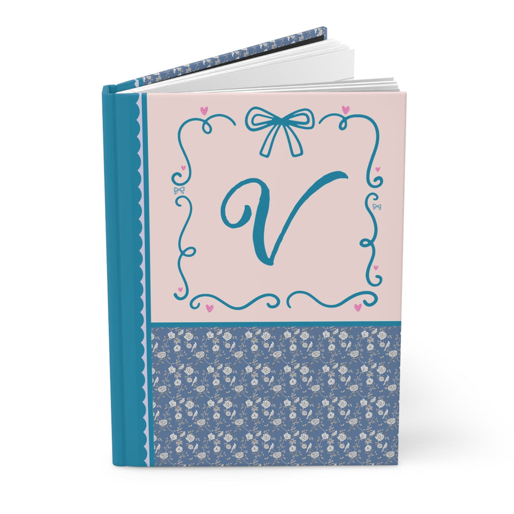 Blue Floral Initial Journal: V