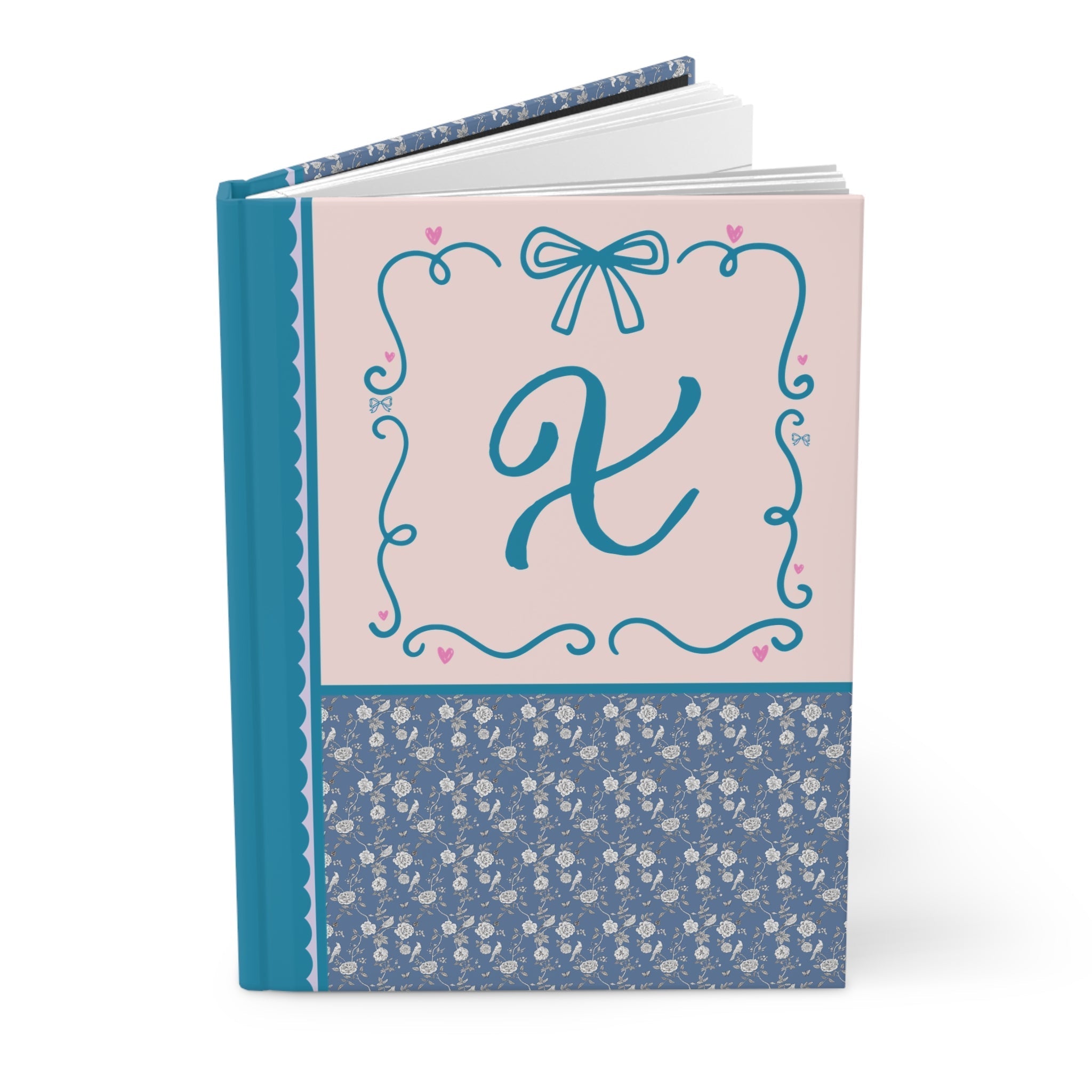 Blue Floral Initial Journal: X