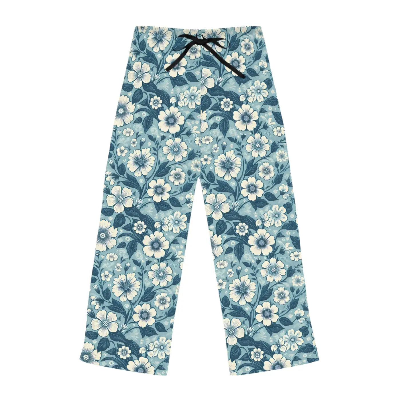 Soft Blue Floral Pajama Pants - Lightweight Loungewear - DipaliZ