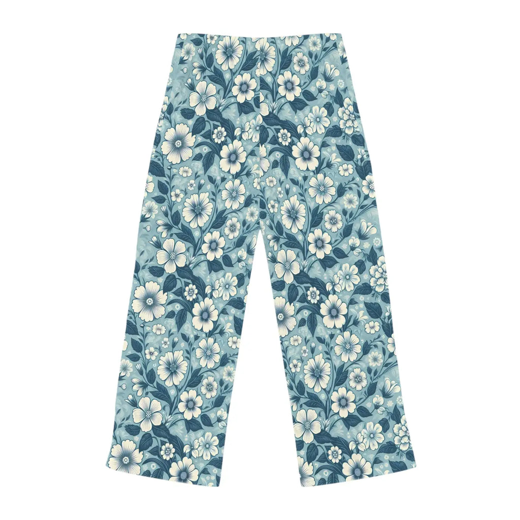 Soft Blue Floral Pajama Pants - Lightweight Loungewear - DipaliZ