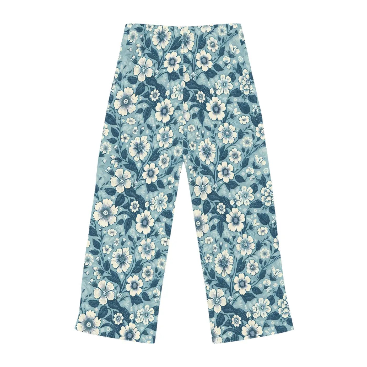 Soft Blue Floral Pajama Pants - Lightweight Loungewear - DipaliZ
