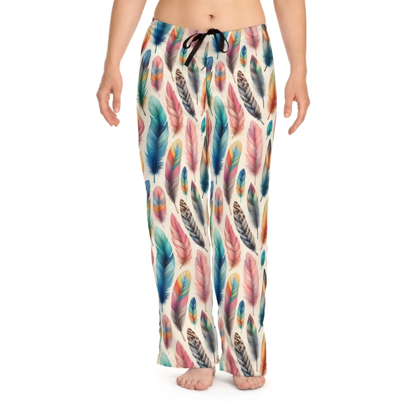 Stylish Cozy Women’s Pajama Pants - Bohemian Feather Print - DipaliZ