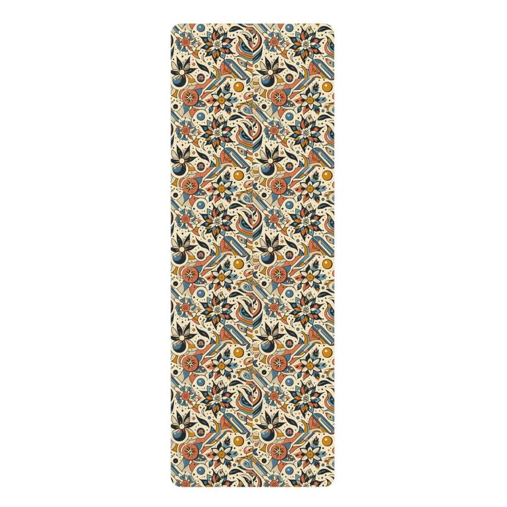 Vibrant Rubber Yoga Mat - Bohemian Floral Print - Dipaliz