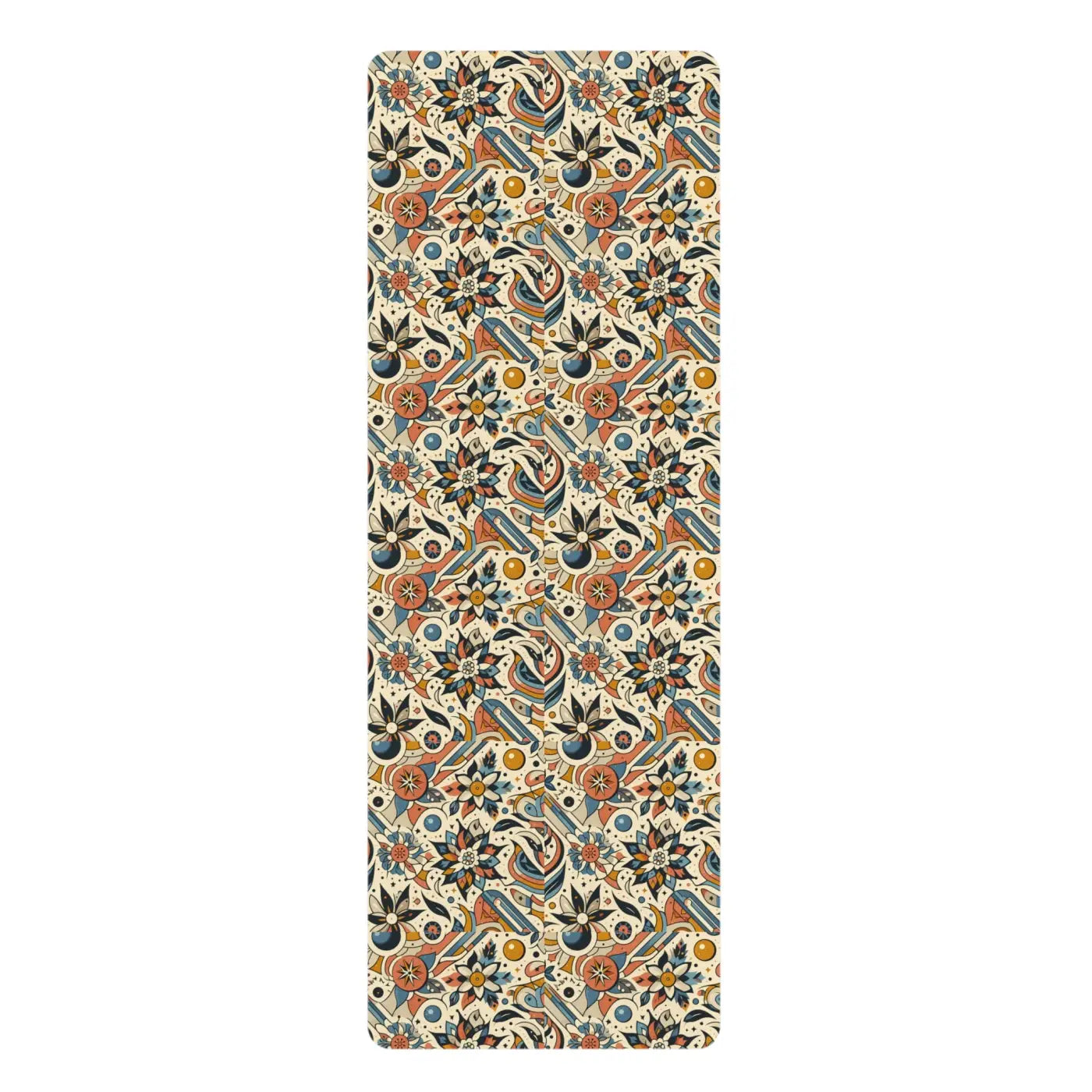 Vibrant Rubber Yoga Mat - Bohemian Floral Print - Dipaliz