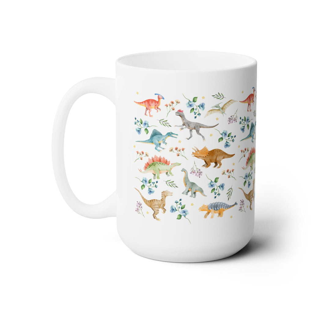 Boho Floral Dinosaur Mug with Stars