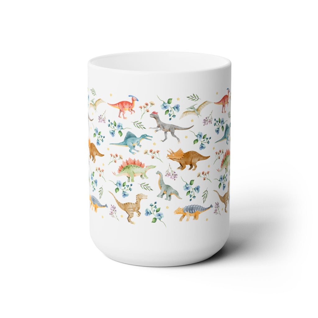 Boho Floral Dinosaur Mug with Stars