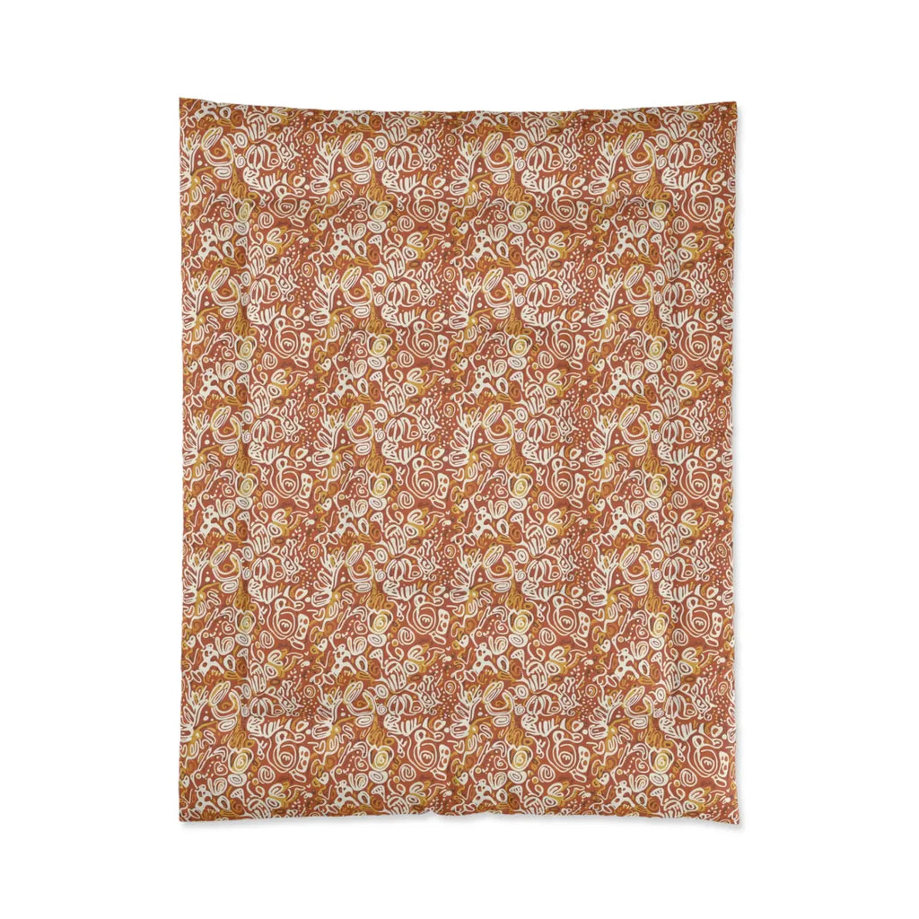 Boho Paisley Comforter - Rustic Orange Floral - DipaliZ
