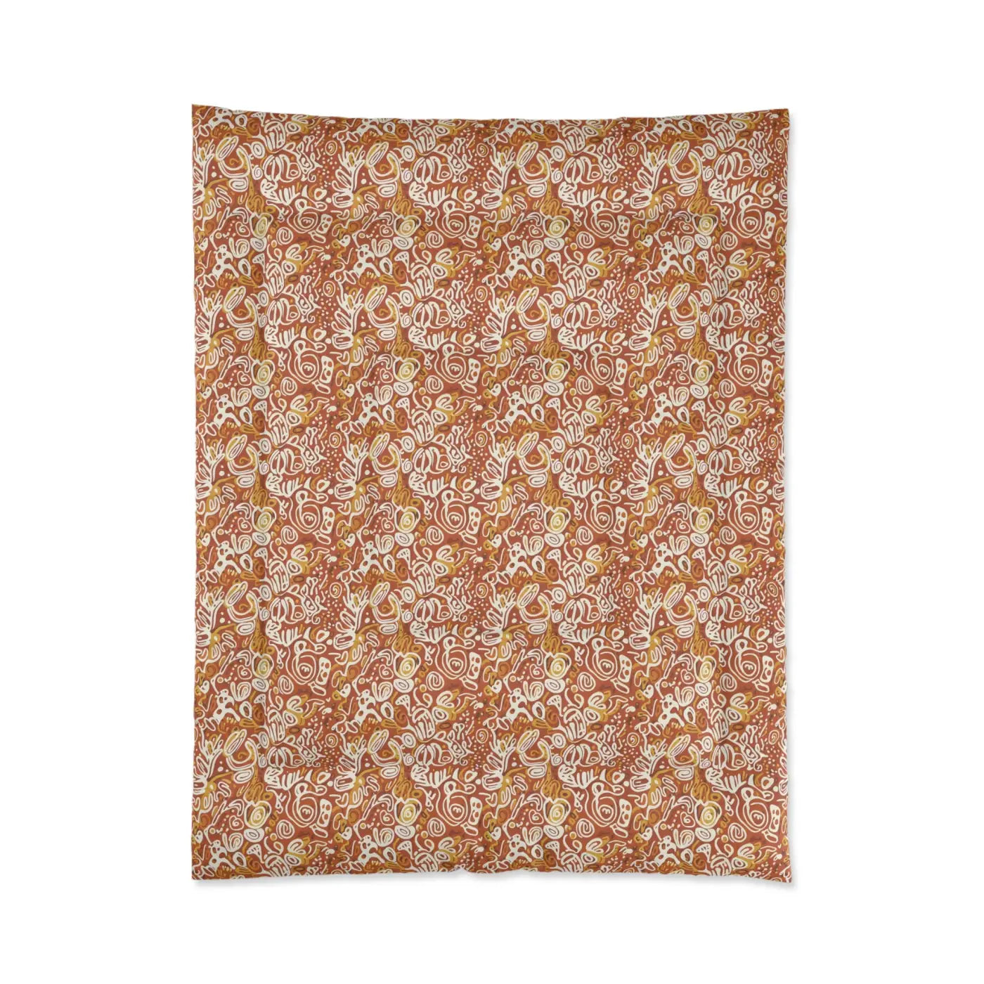 Boho Paisley Comforter - Rustic Orange Floral - DipaliZ