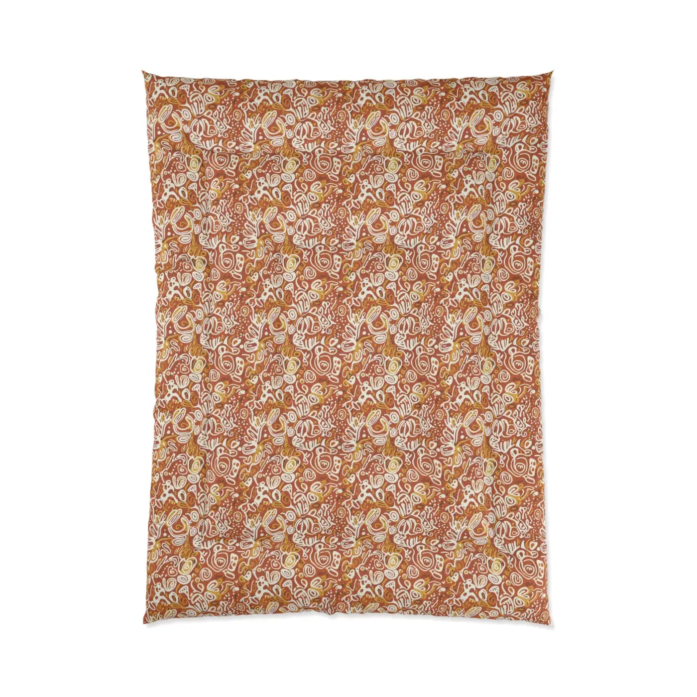 Boho Paisley Comforter - Rustic Orange Floral - DipaliZ
