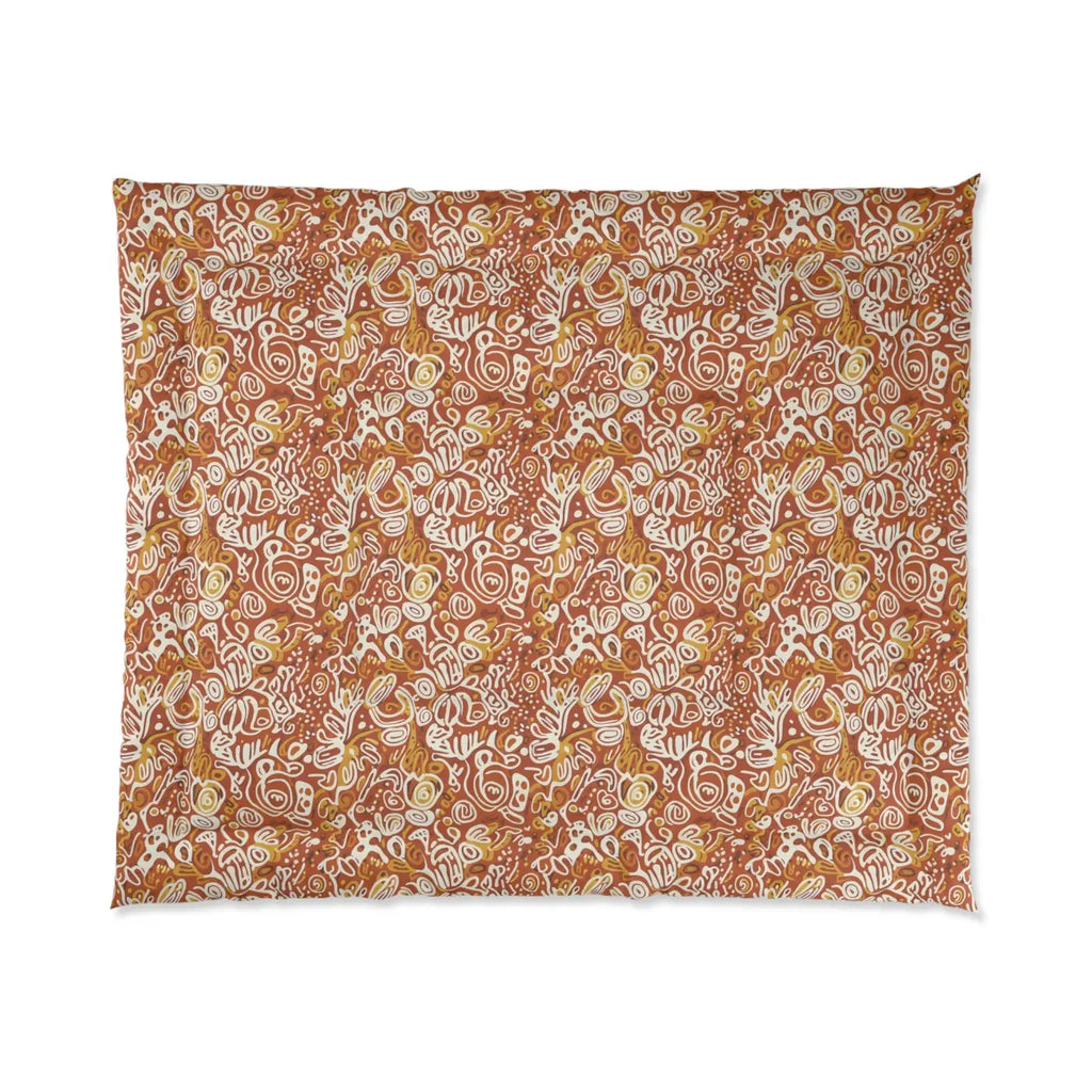 Boho Paisley Comforter - Rustic Orange Floral - DipaliZ
