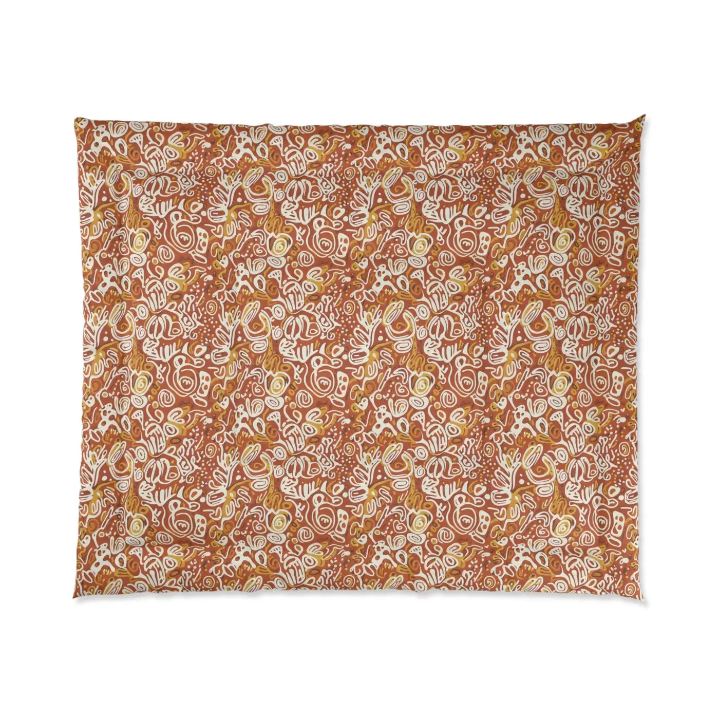 Boho Paisley Comforter - Rustic Orange Floral - DipaliZ