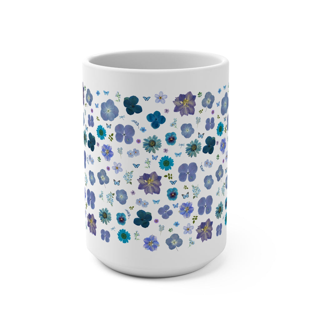 Boho Pressed Flowers Mug: Blue