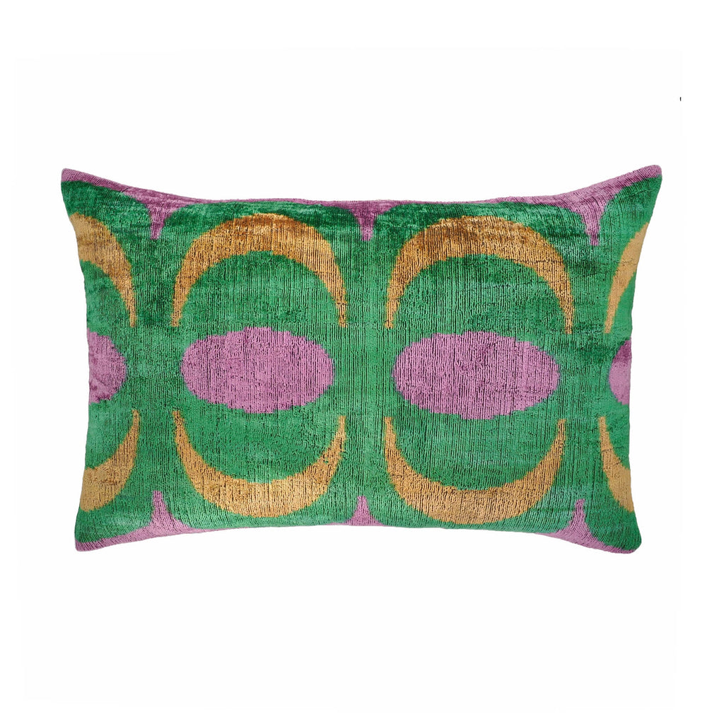Bongo Silk Velvet Ikat Throw Pillow, 16" X 24"