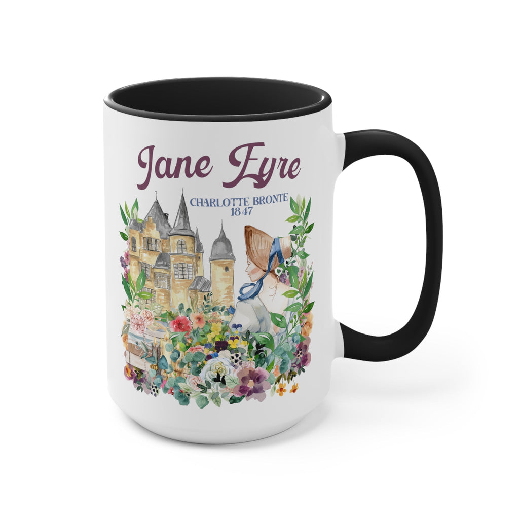 Bookish Classic Literature Coffee Mug: Jane Eyre by Charlotte Bronte | 15 Oz Floral Boho Style Coffee Mug