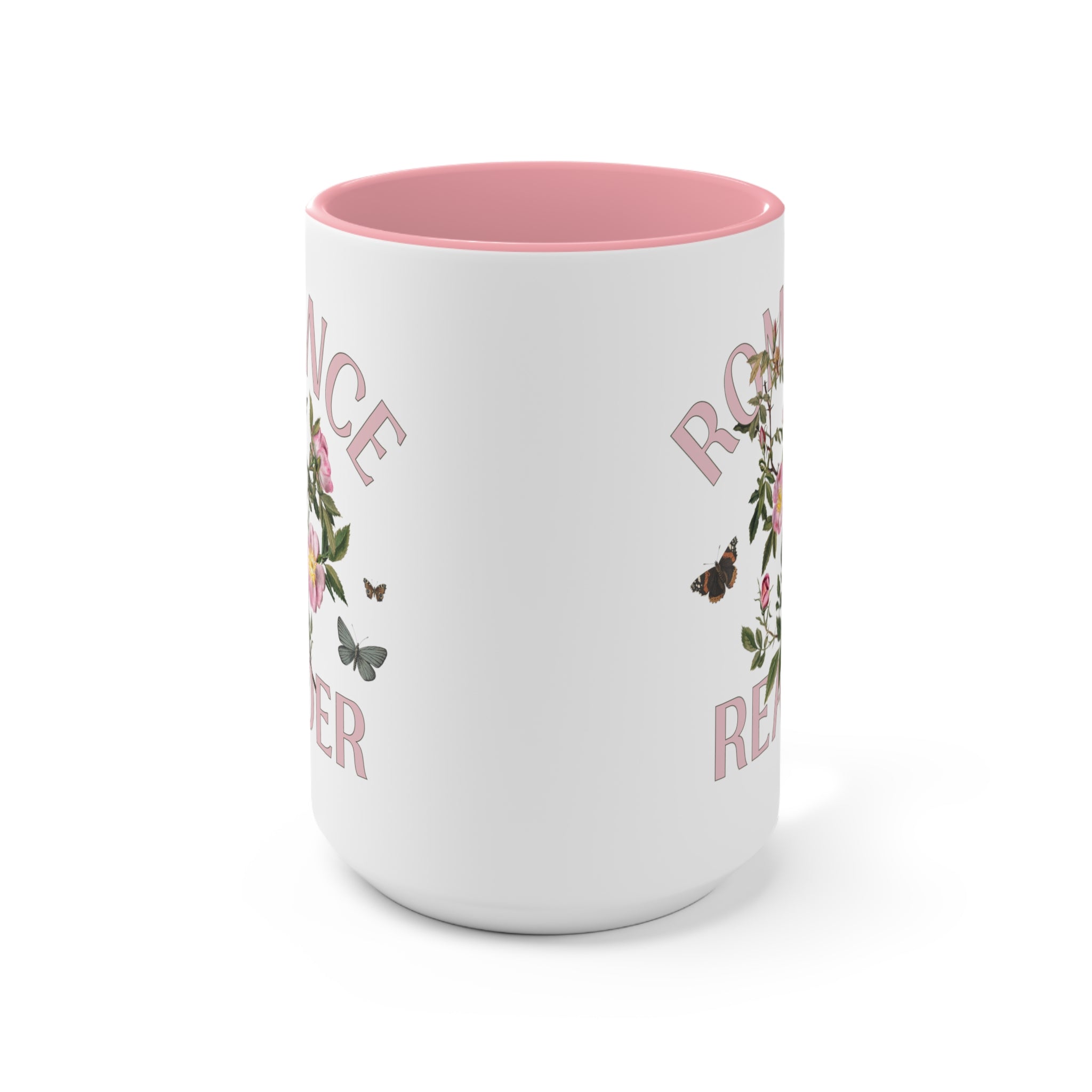 Bookish Floral Coffee Mug for Romance Reader: Vintage Botanical Mug with Butterflies