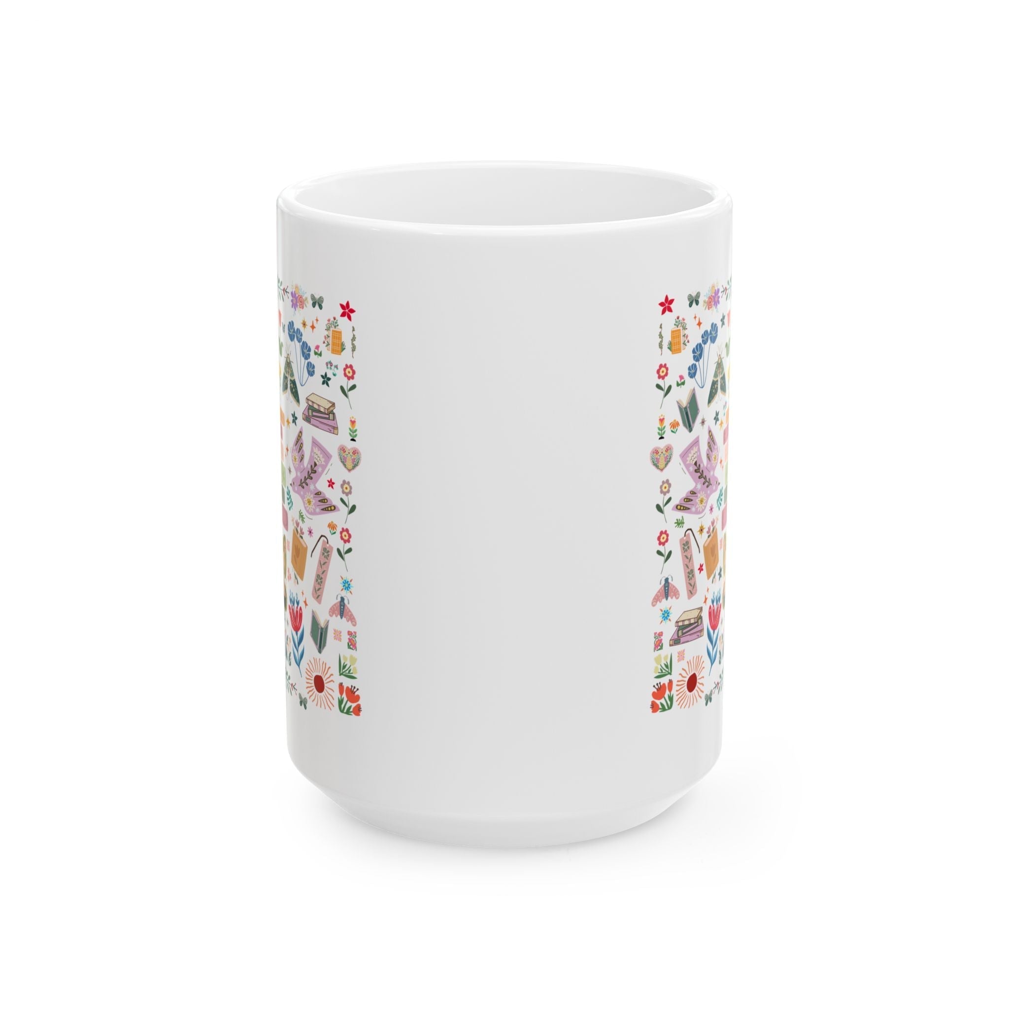 Bookish Folk Art Coffee Mug for Book Lover