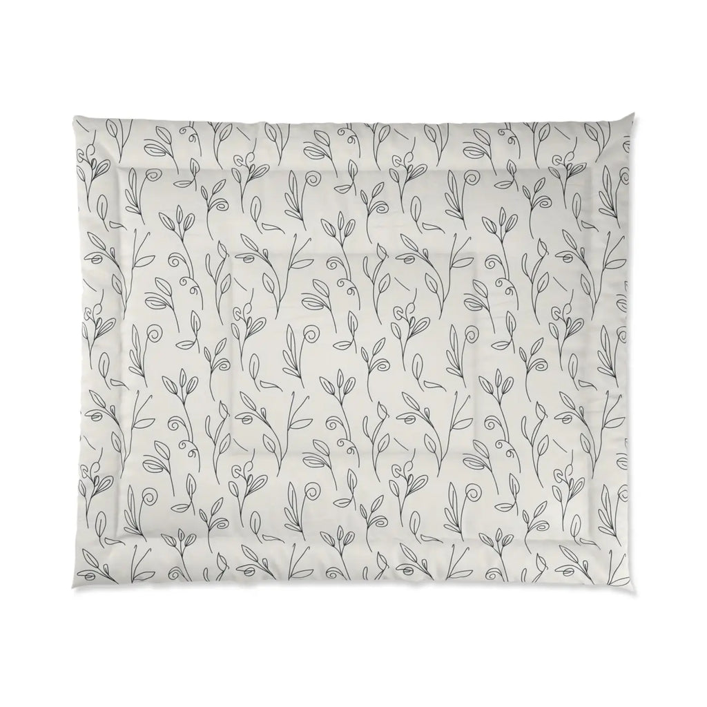Botanical Gray Vine Comforter - Soft Microfiber - DipaliZ