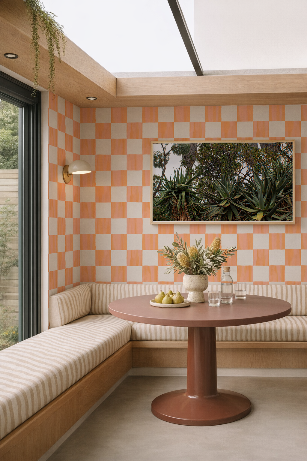 Checkers Wallpaper, coral