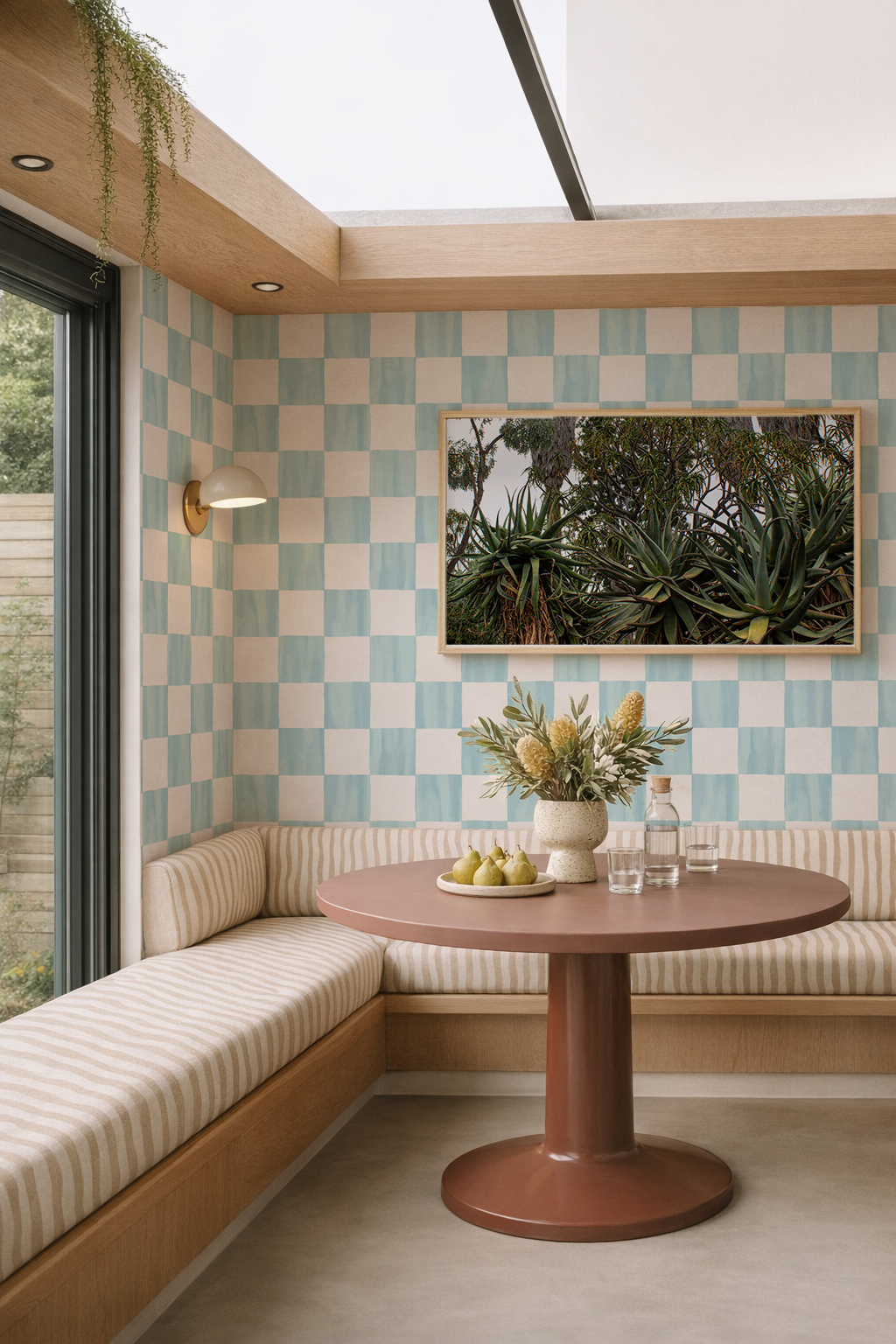 Checkers Wallpaper, light blue