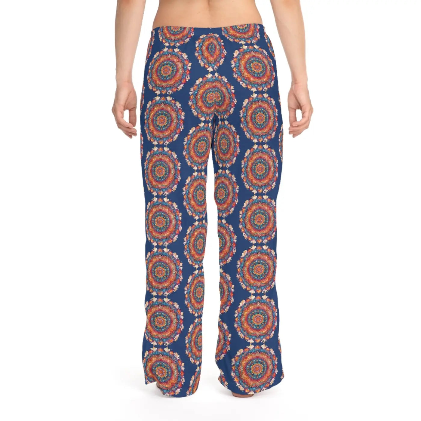 Bright geometrical pattern on blue, Women's Pajama Pants (AOP)