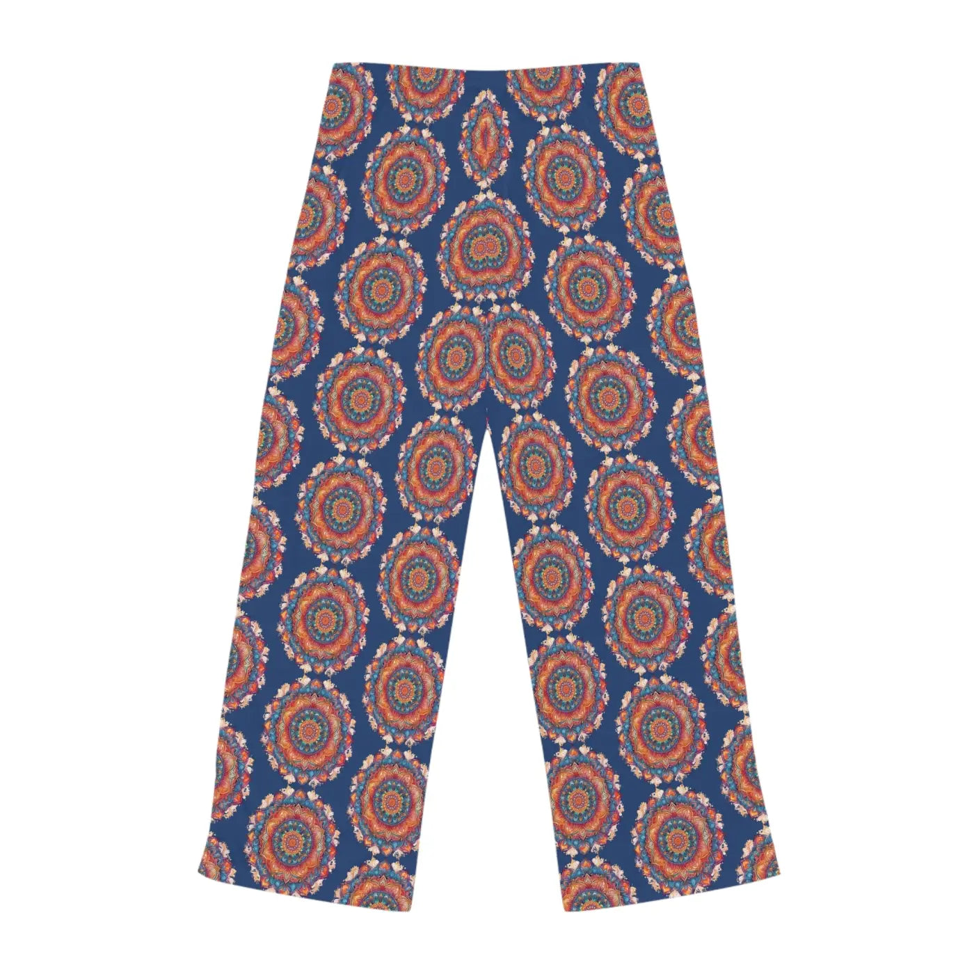 Bright geometrical pattern on blue, Women's Pajama Pants (AOP)