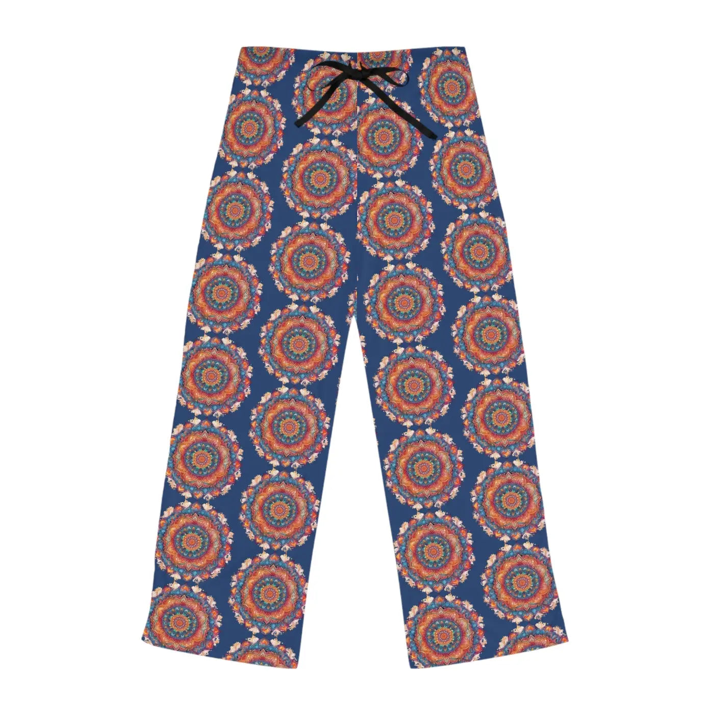 Bright geometrical pattern on blue, Women's Pajama Pants (AOP)