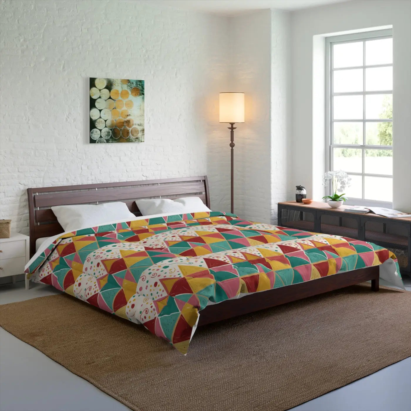 Vibrant Geometrical Triangle Polyester Comforter - DipaliZ
