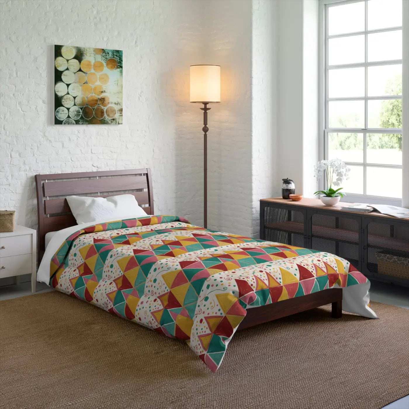 Vibrant Geometrical Triangle Polyester Comforter - DipaliZ