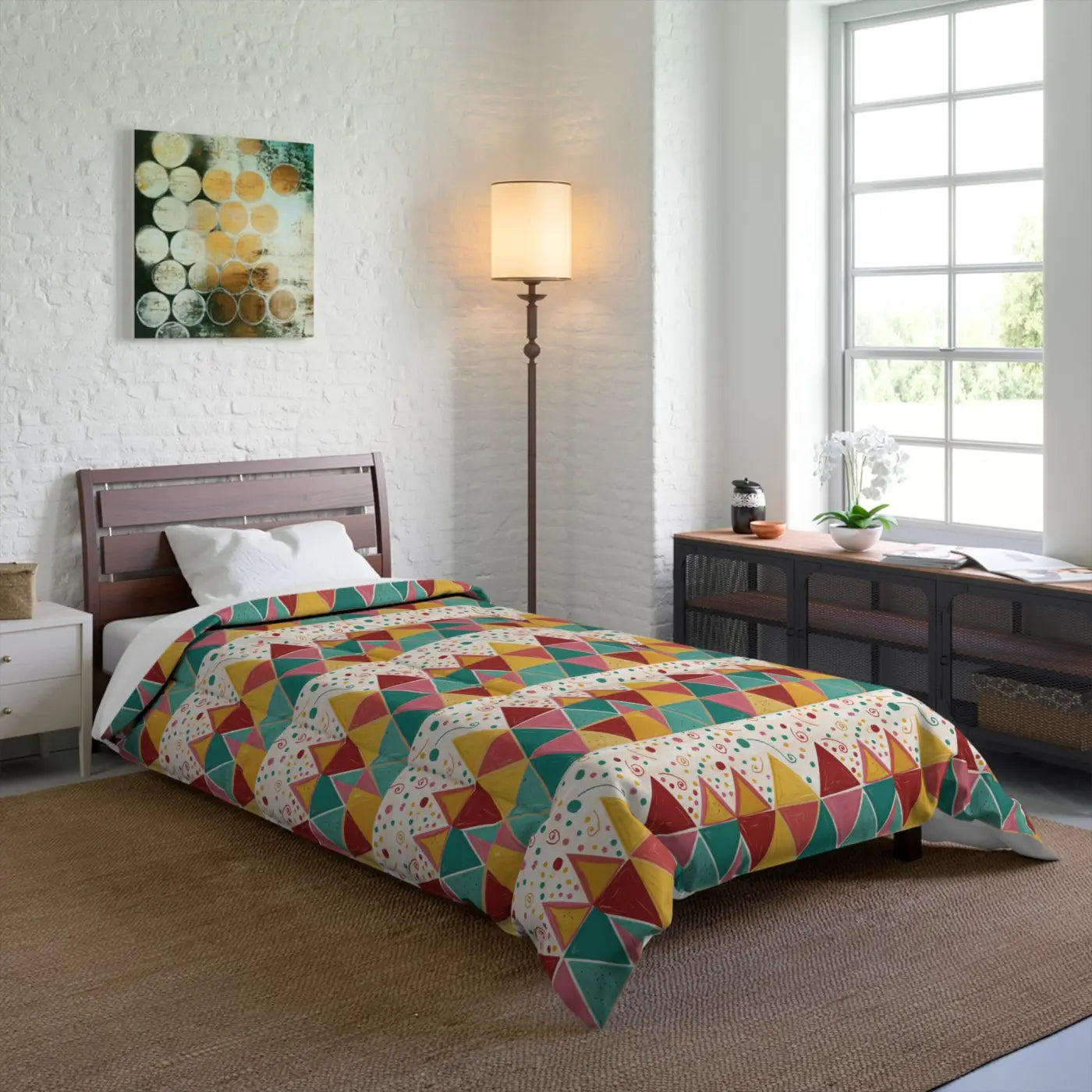 Vibrant Geometrical Triangle Polyester Comforter - DipaliZ