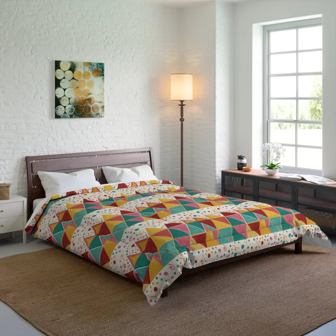Vibrant Geometrical Triangle Polyester Comforter - DipaliZ