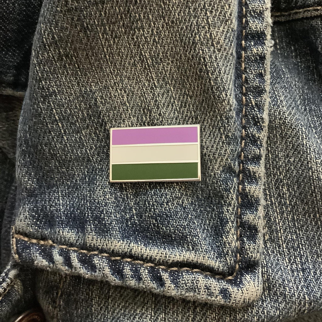 Genderqueer Pride Pin - Hard Enamel Lapel Pin With Secure Double Posts