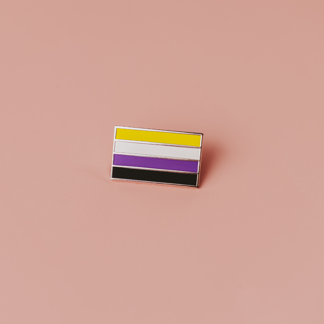 Nonbinary Pride Pin – Hard Enamel Lapel Pin With Double Posts & Secure Backs