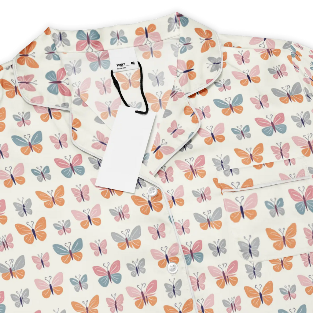 Silky Butterfly Long Sleeve Pajama - Soft Loungewear - DipaliZ