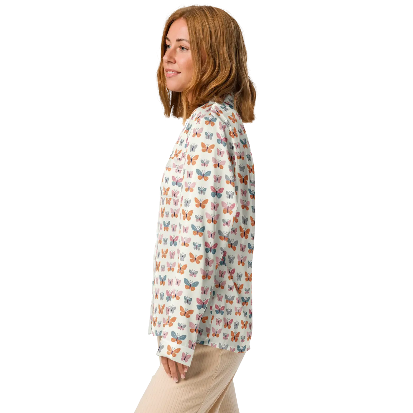 Silky Butterfly Long Sleeve Pajama - Soft Loungewear - DipaliZ