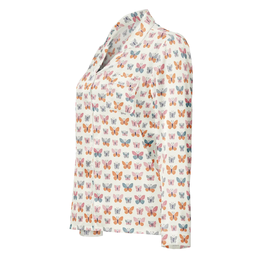 Silky Butterfly Long Sleeve Pajama - Soft Loungewear - DipaliZ