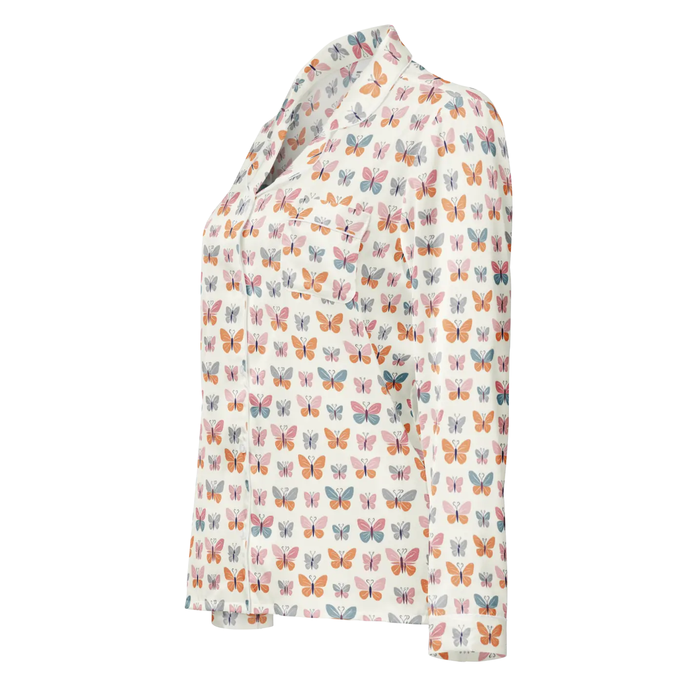 Silky Butterfly Long Sleeve Pajama - Soft Loungewear - DipaliZ