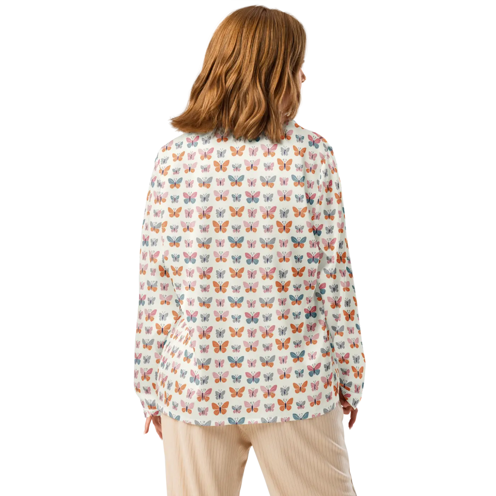 Silky Butterfly Long Sleeve Pajama - Soft Loungewear - DipaliZ
