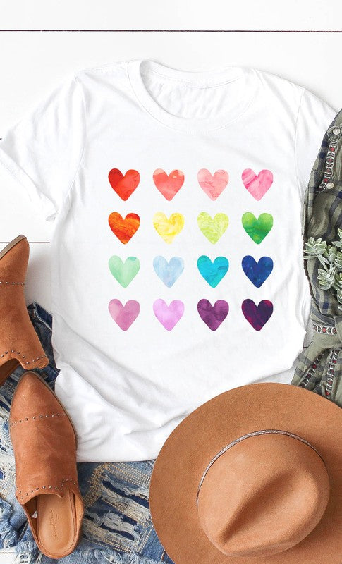 Watercolor Rainbow Heart Graphic Tee