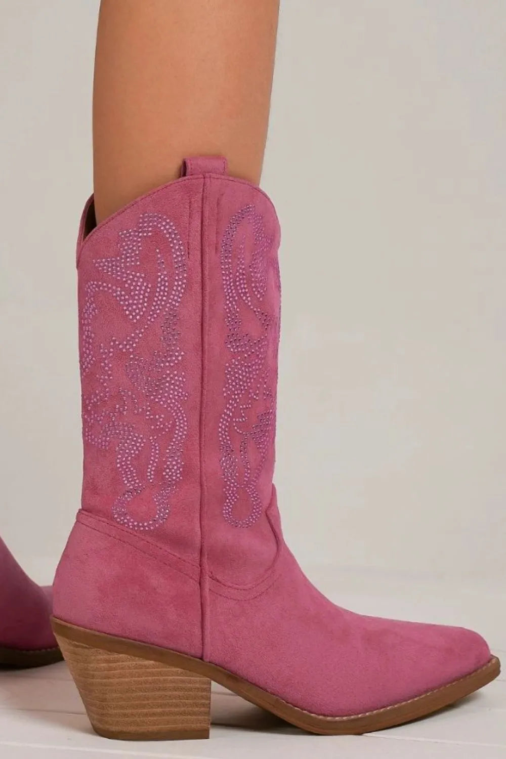 Fashion Rhinestone Detail Point Toe Boots