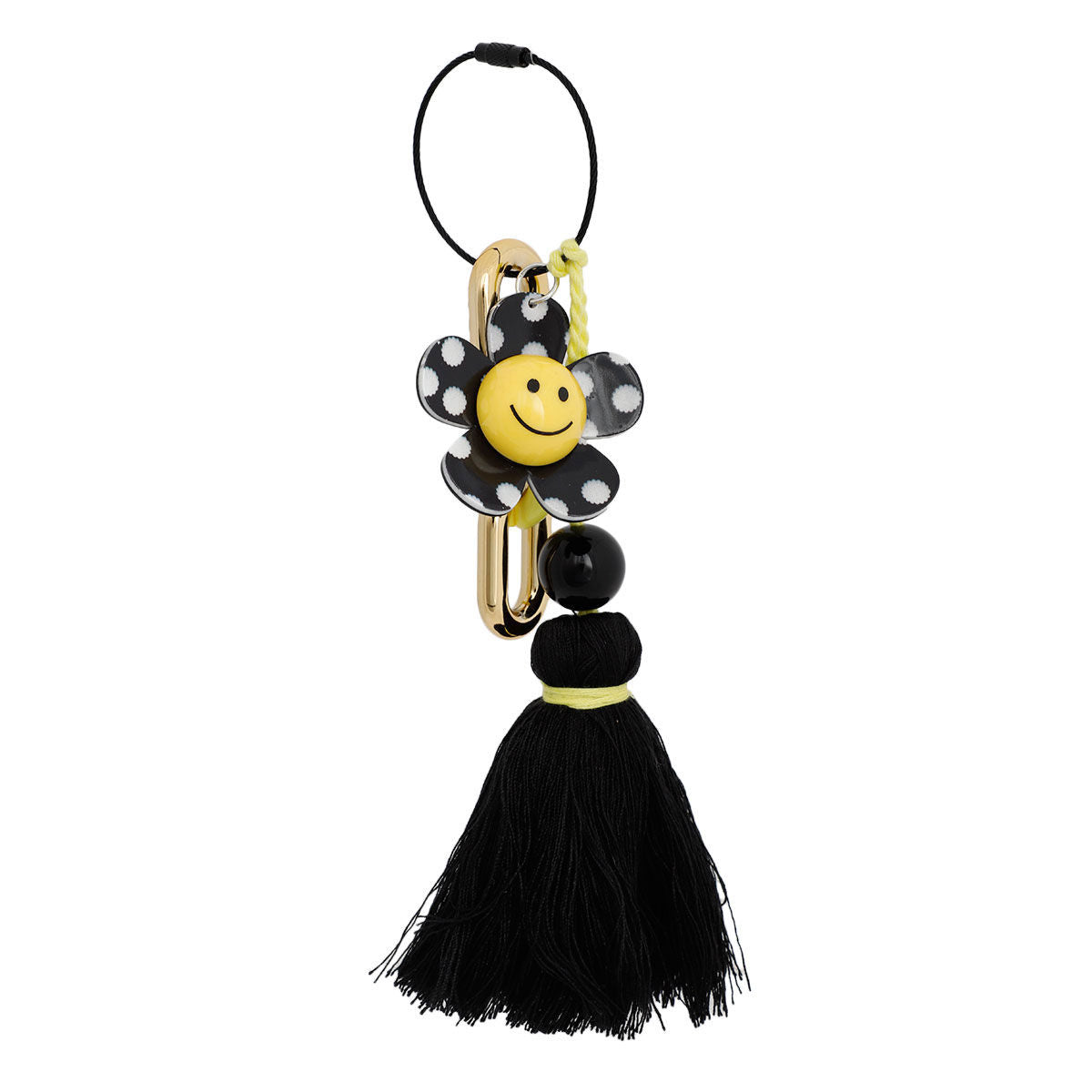 Bag Charm Keychain Jumbo Black Polka Dot Stylish Accessory