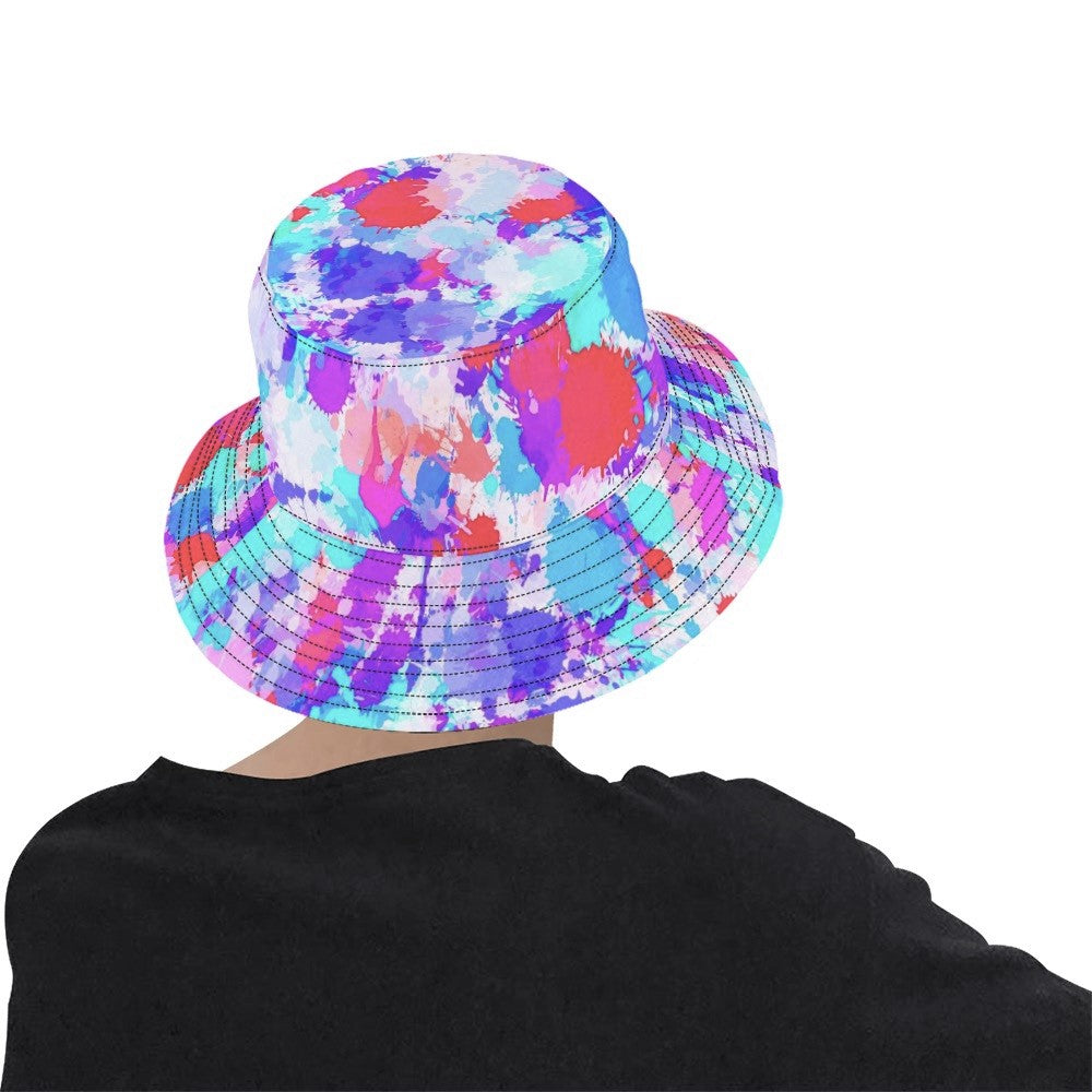 Cherry Frost Paint Splatter Bucket Hat | UV Blacklight Reactive