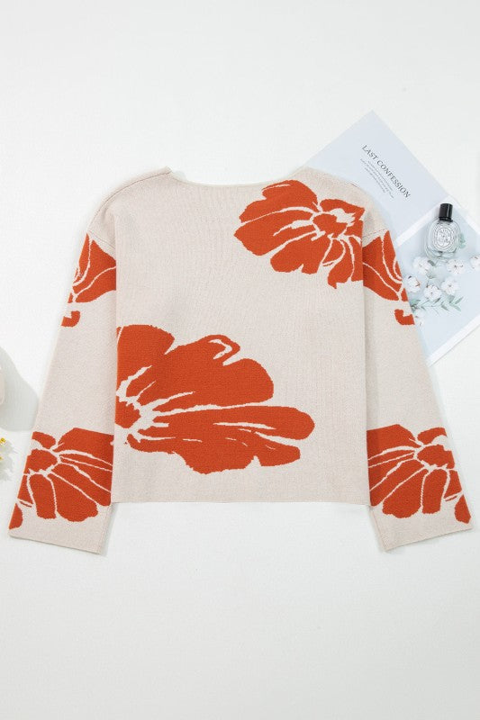 Floral Wide Sleeve Sweater